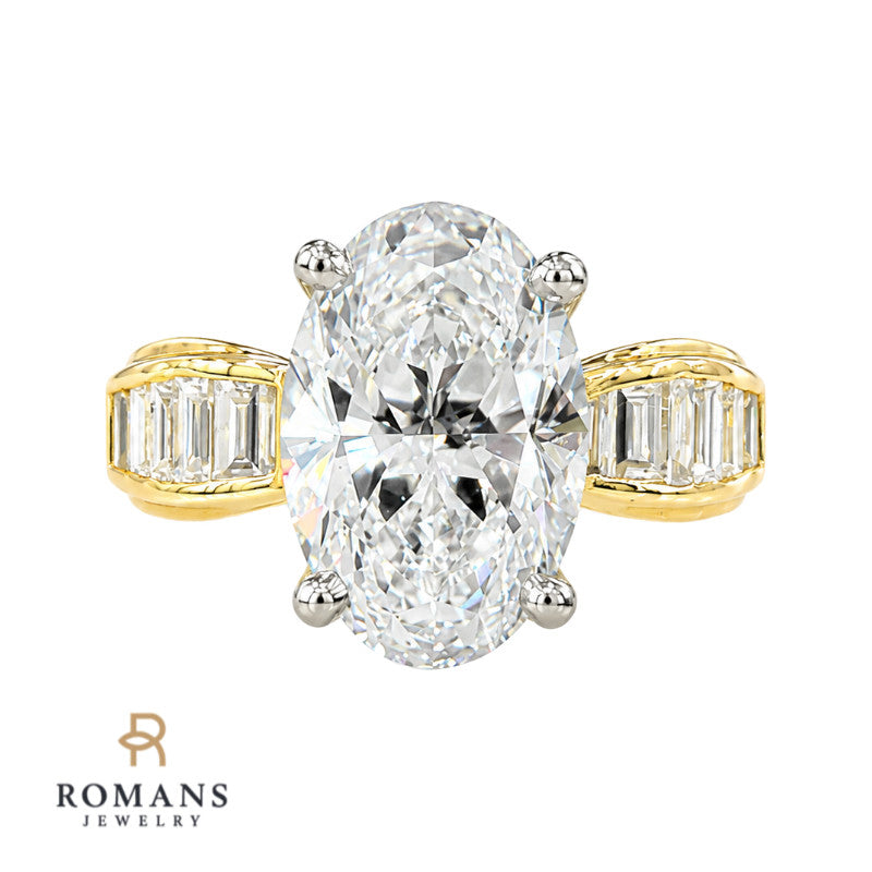 Oval Lab Grown Diamond Engagement Ring 2.58CT 18K Two Tone