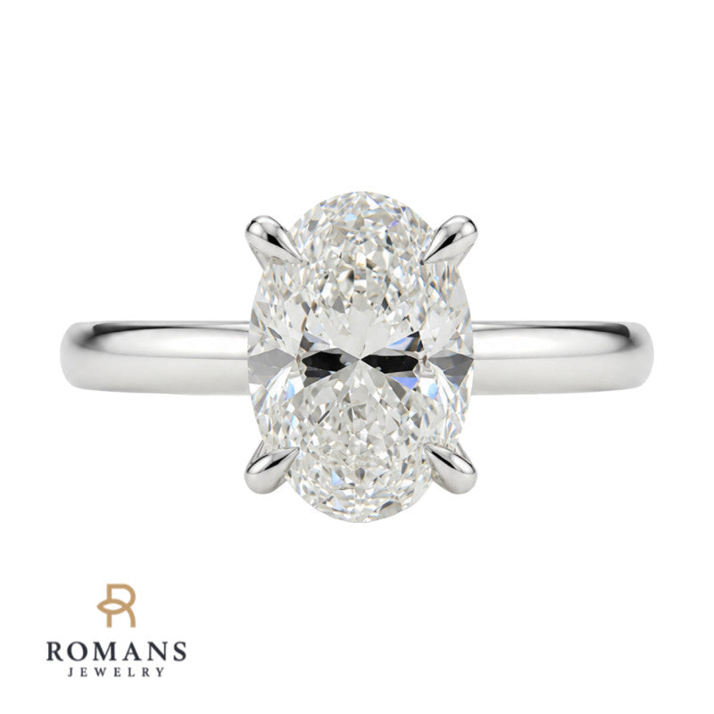 Oval Natural Diamond Solitaire Engagement Ring 14K White Gold 1.30CT GIA