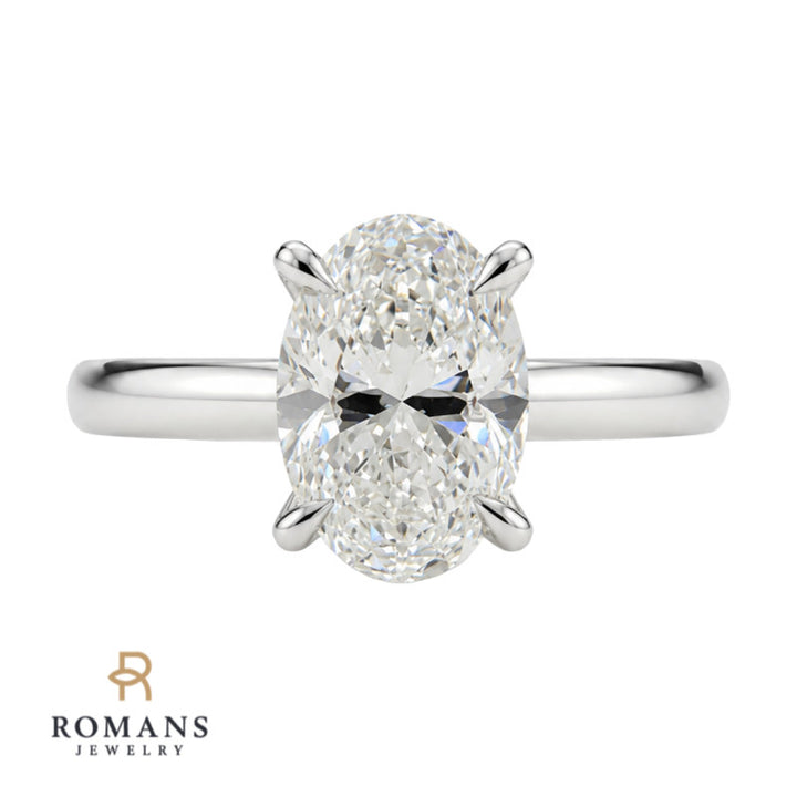 Oval Natural Diamond Solitaire Engagement Ring 14K White Gold 1.30CT GIA