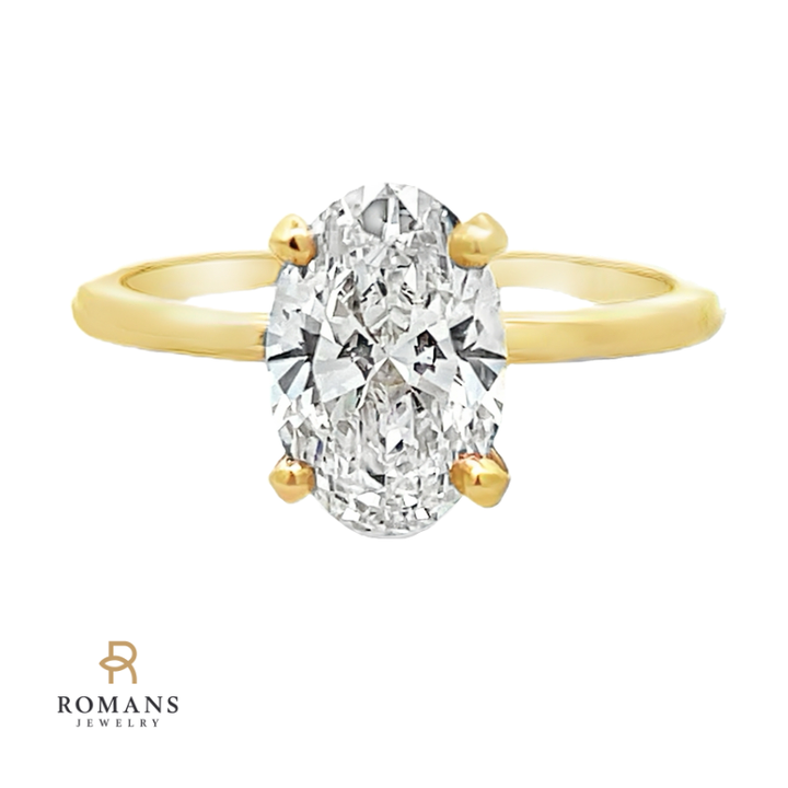 Oval Solitaire Lab Grown Diamond Engagement Ring 14K Yellow Gold 1.55CT