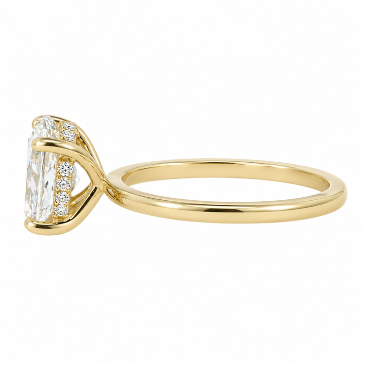 Covenant Oval Lab Grown Diamond Hidden Halo Engagement Ring 2.08CT 14K Yellow Gold