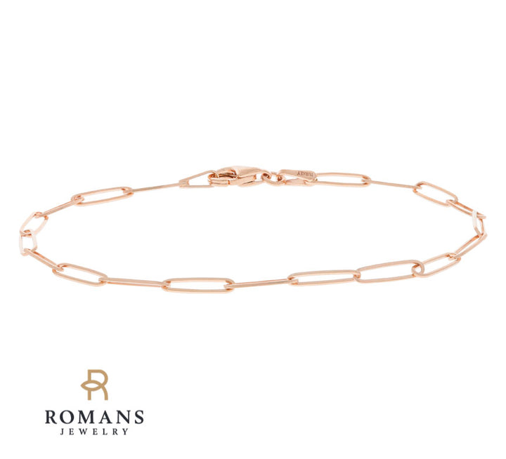 Paperclip Link Bracelet 14K Rose Gold