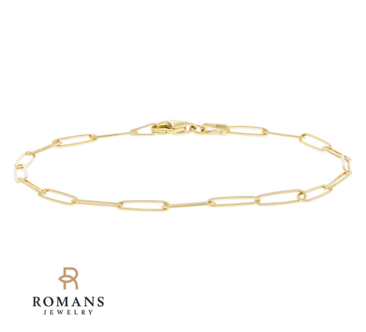 Paperclip Link Bracelet 14K Yellow Gold