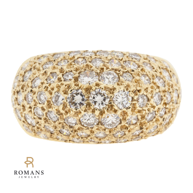 Pave Diamond Dome Ring 14K Yellow Gold 1.50 CTW