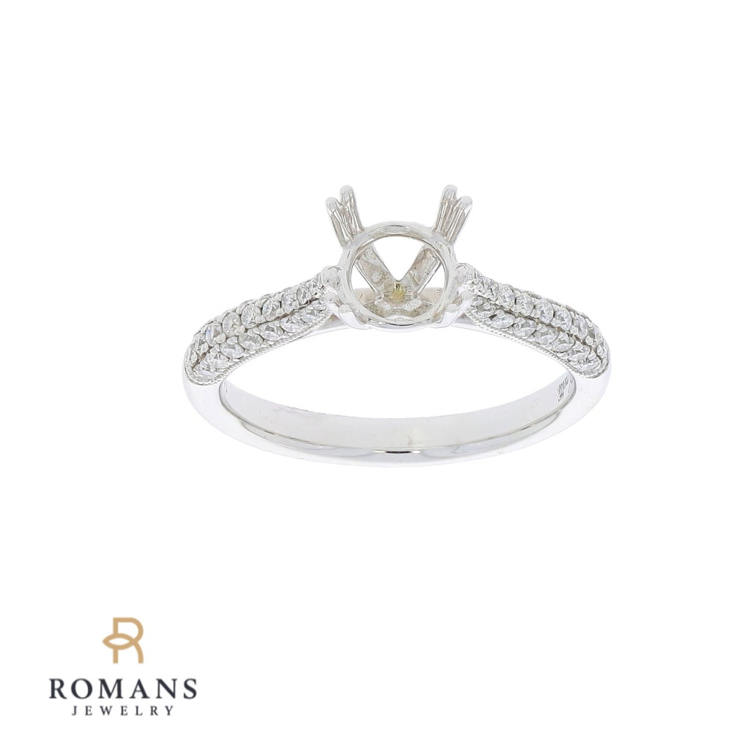 Pave Diamond Engagement Ring 14K White Gold