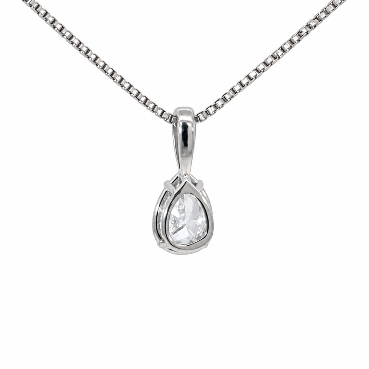 Pear Shape Natural Diamond Pendant 14K White Gold 0.39CTW