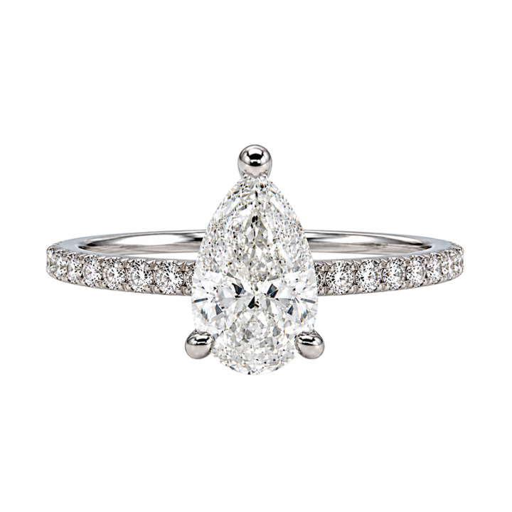 Pear Diamond Engagement Ring .96CT 14K White Gold