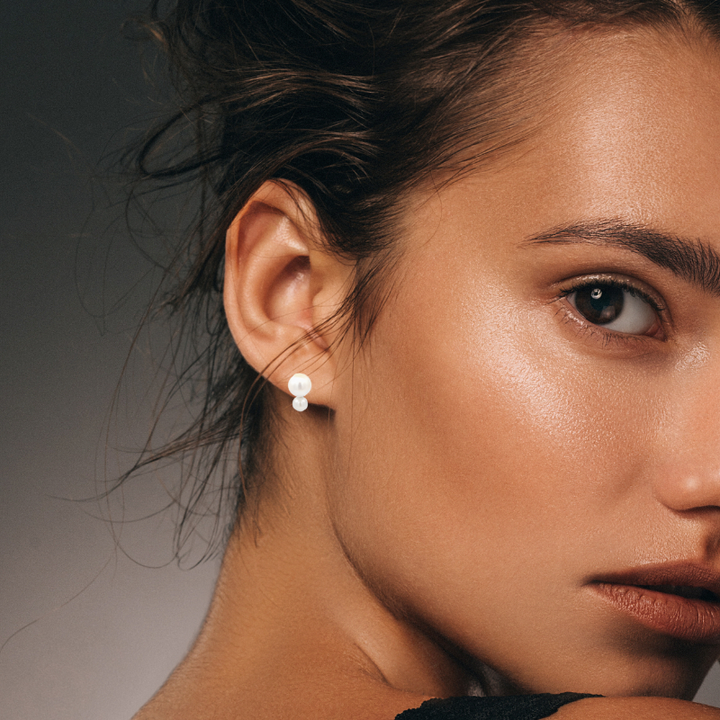 Pearl Cluster Earrings 14K Yellow Gold