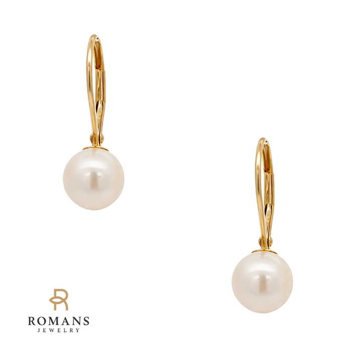 Pearl Dangle Earring 14K Yellow Gold 6MM