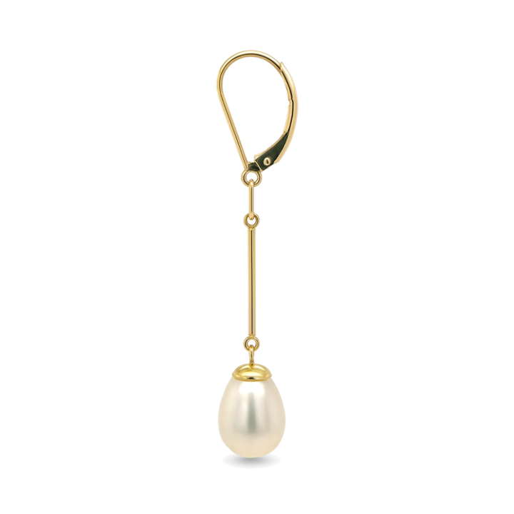 Pearl Dangle Earrings 14K Yellow Gold