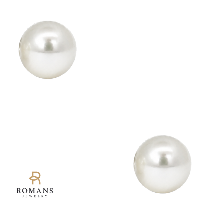 Pearl Stud Earrings 14K White Gold 7MM Classic