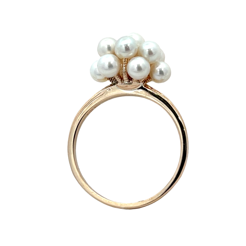 Pearl Cluster Flower Ring 14K Yellow Gold