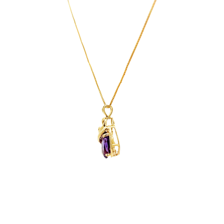 Amethyst Diamond Pendant 14K Yellow Gold 2.50CT