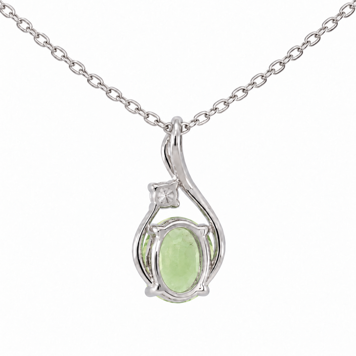 Peridot Diamond Swirl Pendant 14K White Gold 1CT