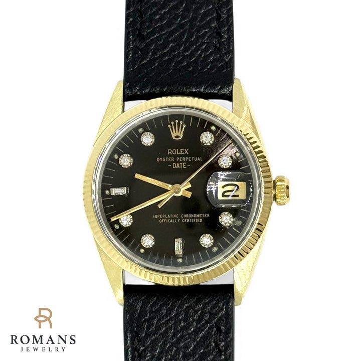 Rolex Date 1550 34mm Gold Shell Diamond Dial Y-1979