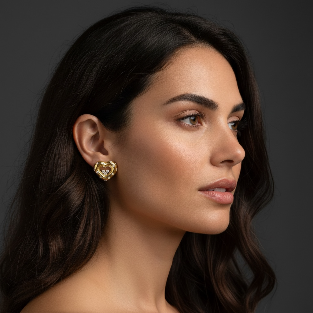 Chopard Heart Diamond Earrings 18K Yellow Gold 1.20CT