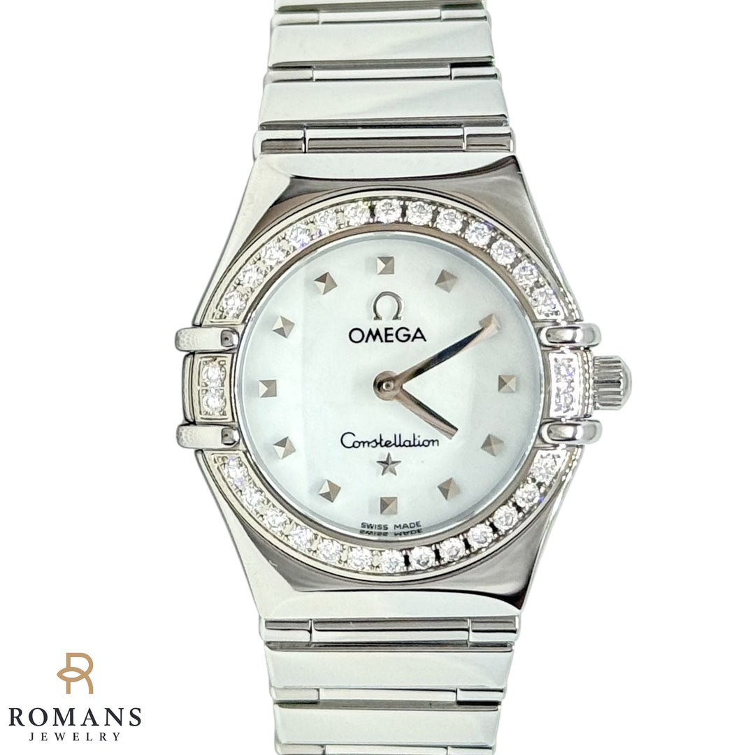 Omega Constellation Stainless Steel Diamond Bezel Ladies Watch