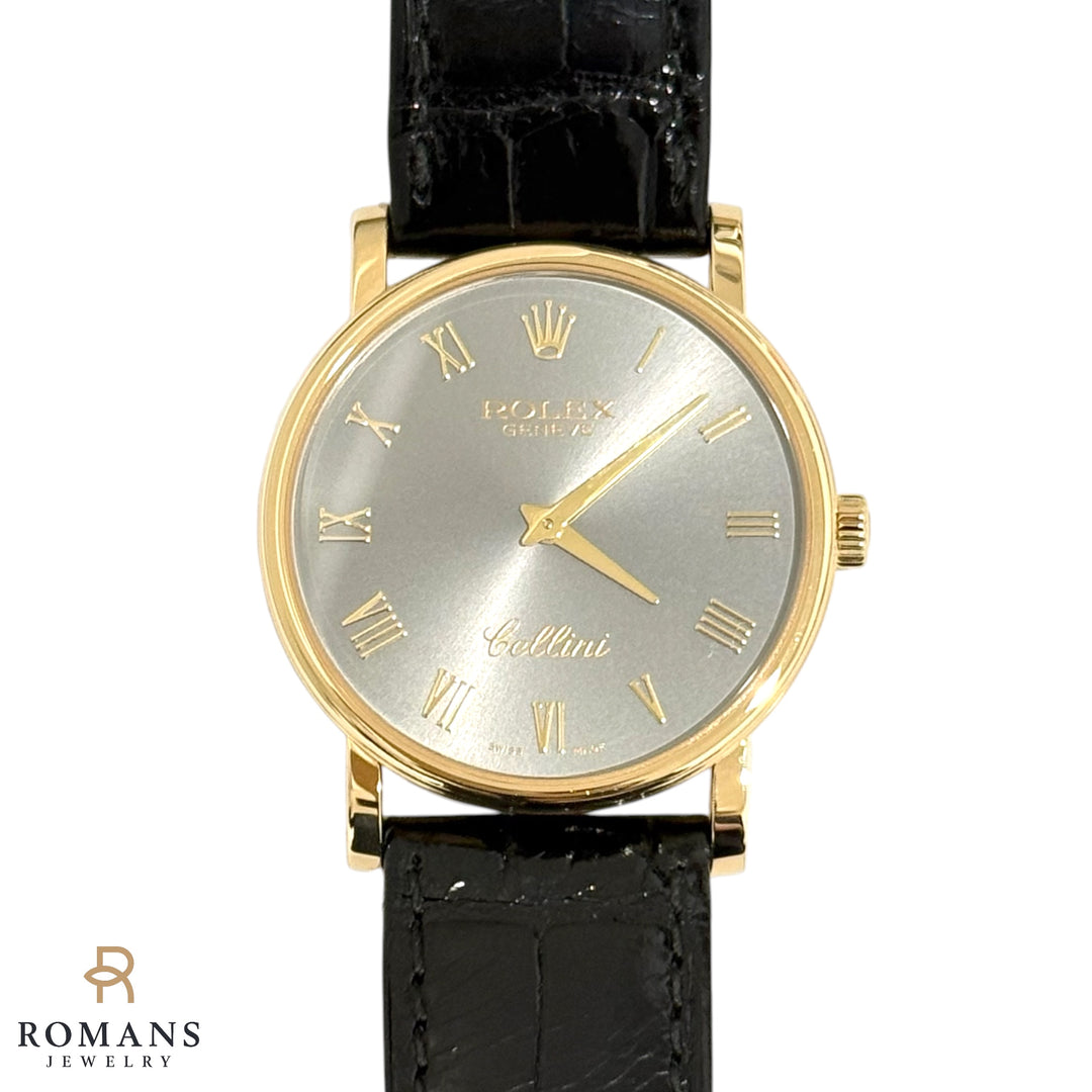 Rolex Cellini 5115/8 32mm 18K Yellow Gold Slate Roman Numeral Dial