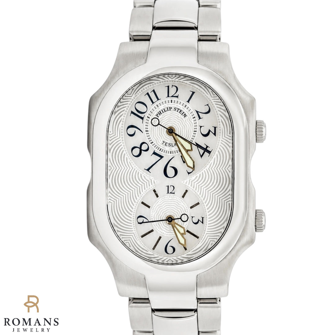 Philip Stein Teslar Dual Time Quartz Stainless Steel Watch 33mm
