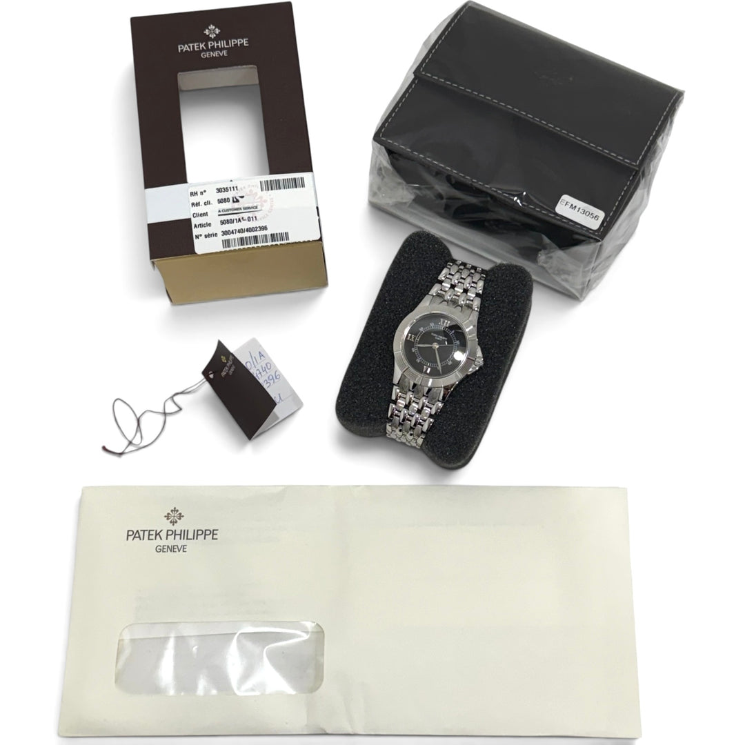 Patek Philippe Neptune 5080/1 Black Dial Stainless Steel Automatic Watch 36.5mm