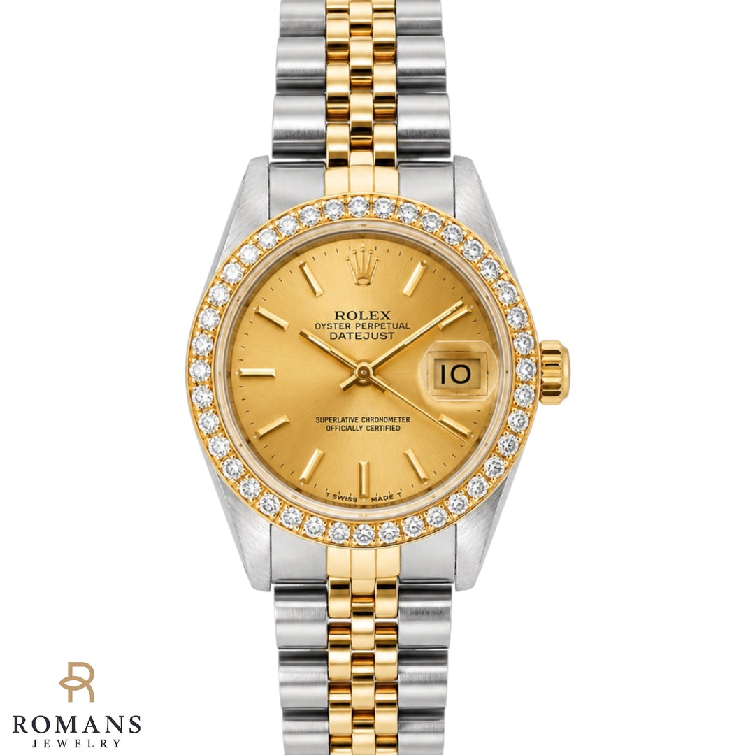 Rolex Datejust 18K &amp; Steel Diamond Bezel Champagne Dial 26mm Ref. 69173 Y-1987