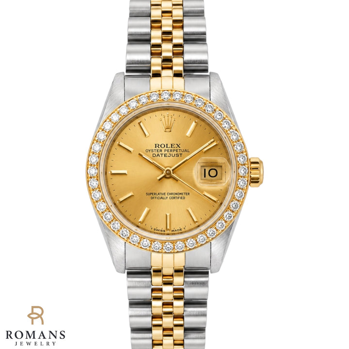 Rolex Datejust 18K &amp; Steel Diamond Bezel Champagne Dial 26mm Ref. 69173 Y-1987
