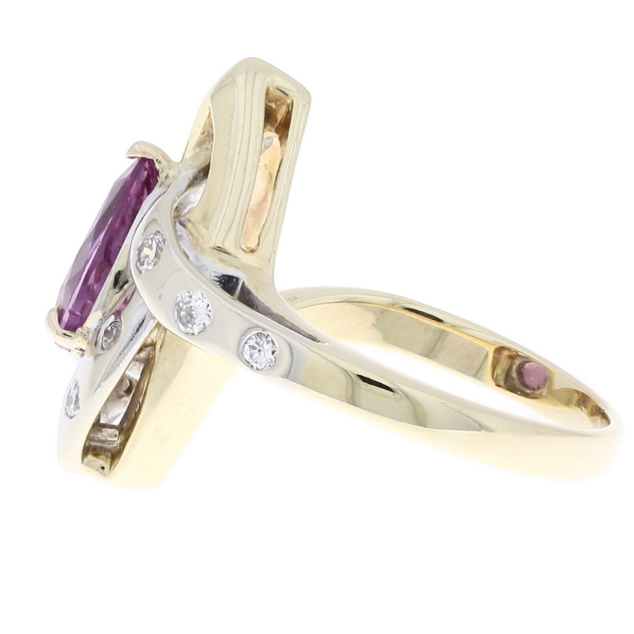 Pink Sapphire Contemporary Ring 14K Two Tone 1.56 CT