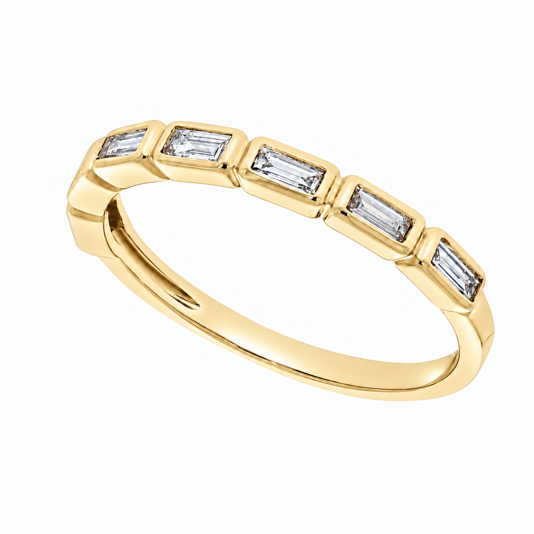 Bezel Set Baguette Diamond Band 14K Yellow Gold 0.50CTW
