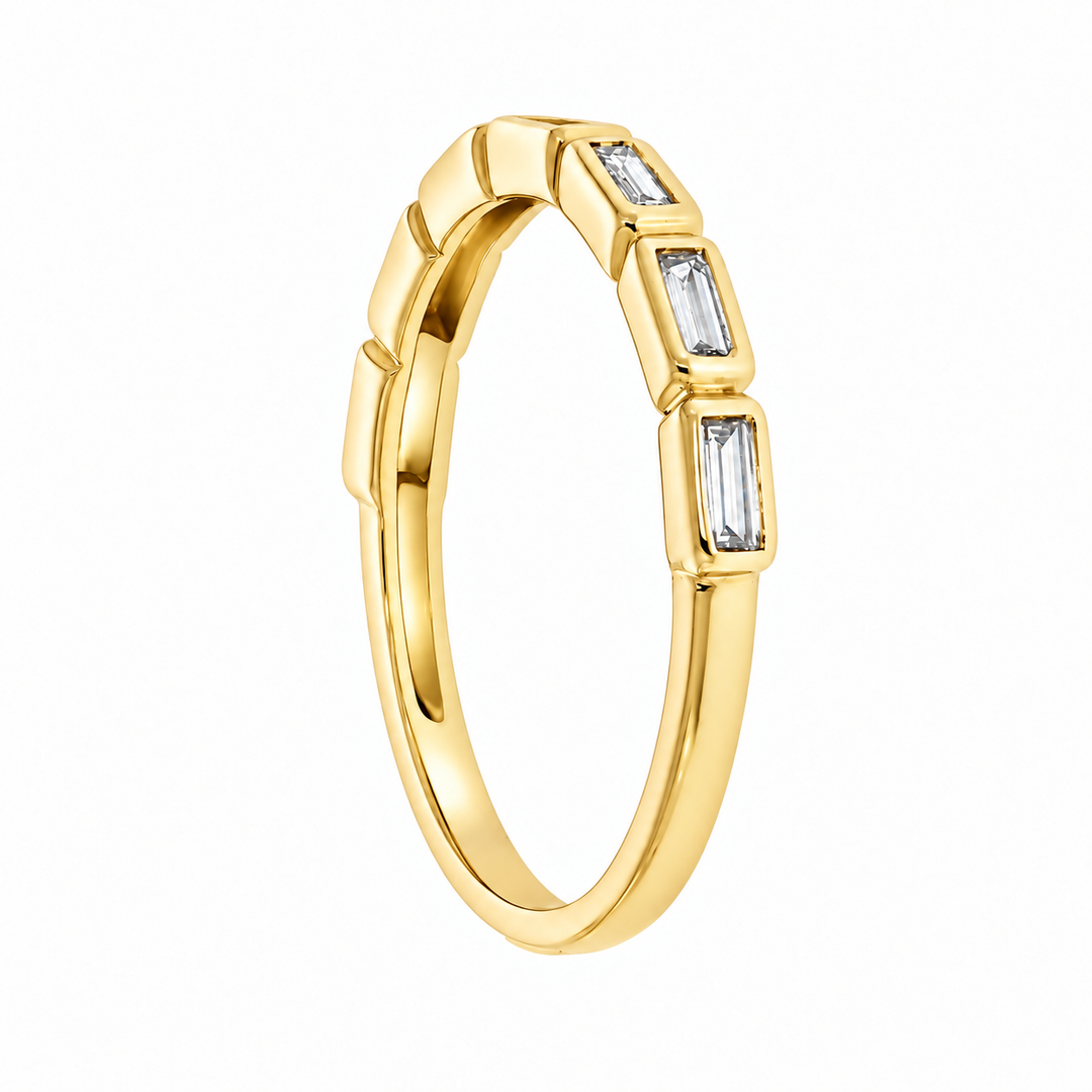 Bezel Set Baguette Diamond Band 14K Yellow Gold 0.50CTW