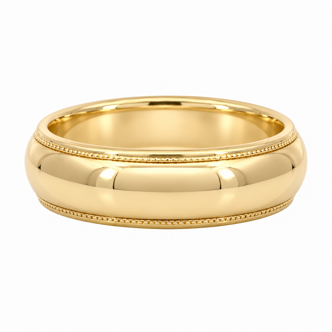 Classic 5MM Milgrain Edge Band 14K Yellow Gold