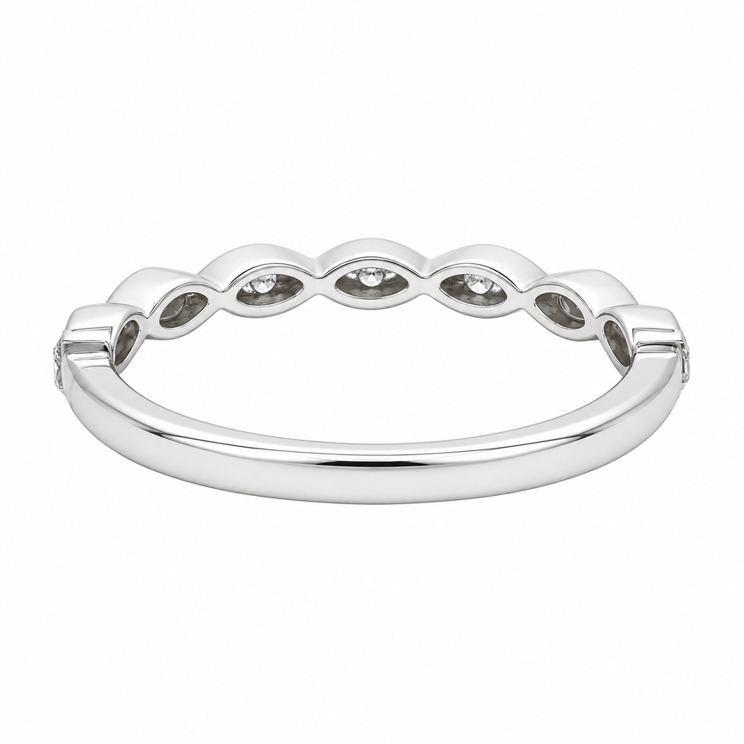 Thin Diamond Milgrain Wedding Band 14K White Gold .18CTW