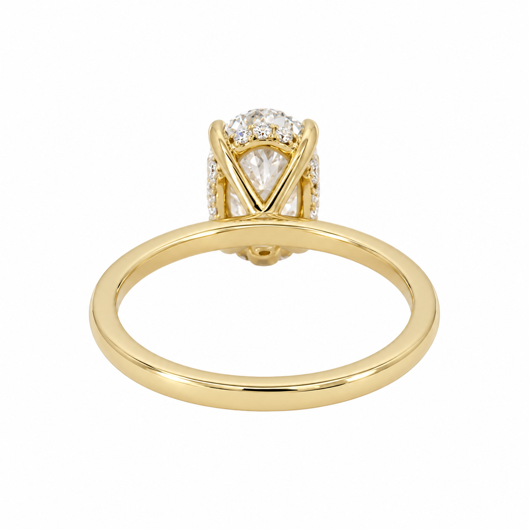 Covenant Oval Lab Grown Diamond Hidden Halo Engagement Ring 2.08CT 14K Yellow Gold
