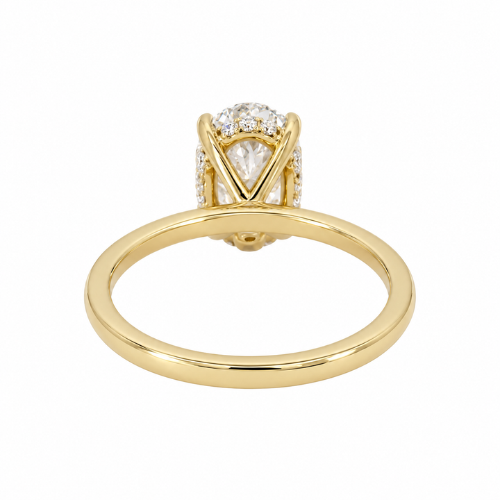 Covenant Oval Lab Grown Diamond Hidden Halo Engagement Ring 2.08CT 14K Yellow Gold