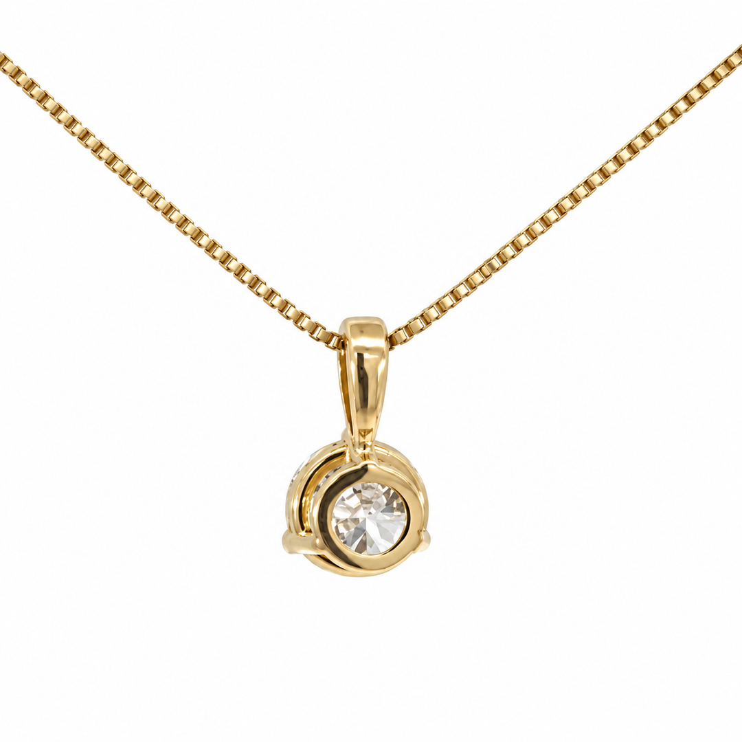 Natural Diamond Solitaire Pendant 14K Yellow Gold 0.47CT