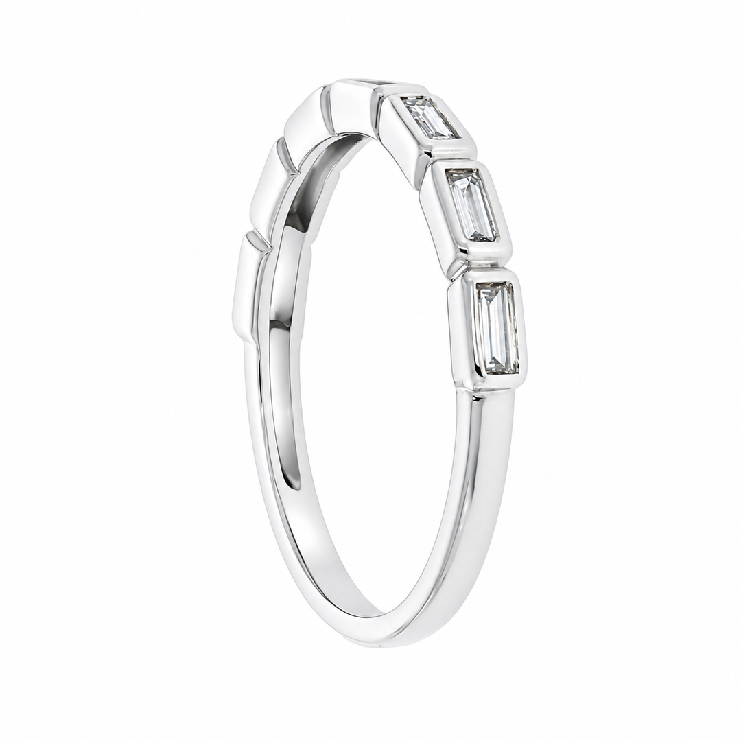 Bezel Set Baguette Diamond Band 14K White Gold 0.29CTW