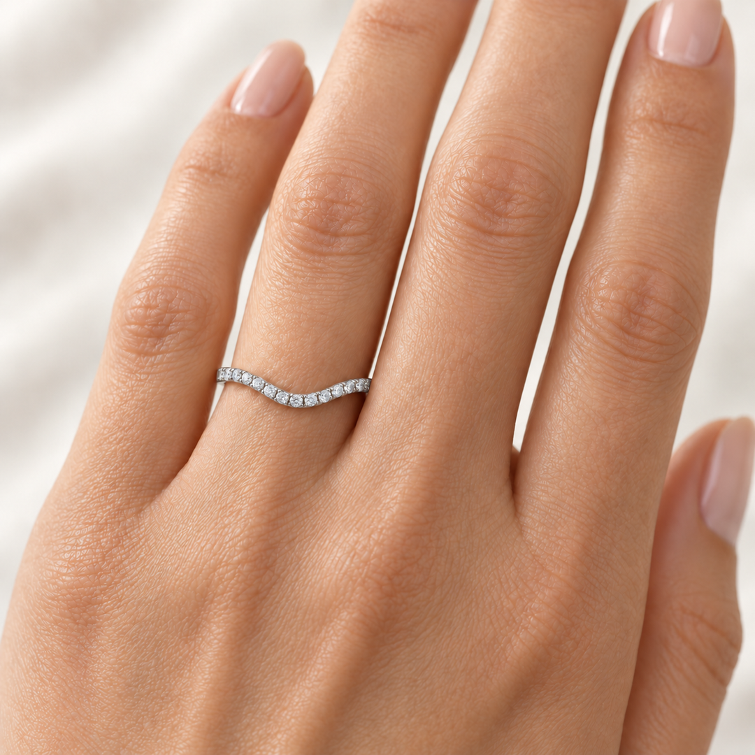 Curve Diamond Wedding Band 14K White Gold .32CTW
