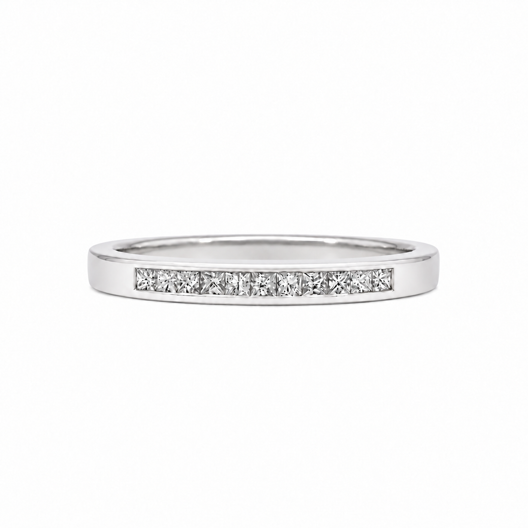 Princess Cut Diamond Channel Band 0.25CT 14K White Gold