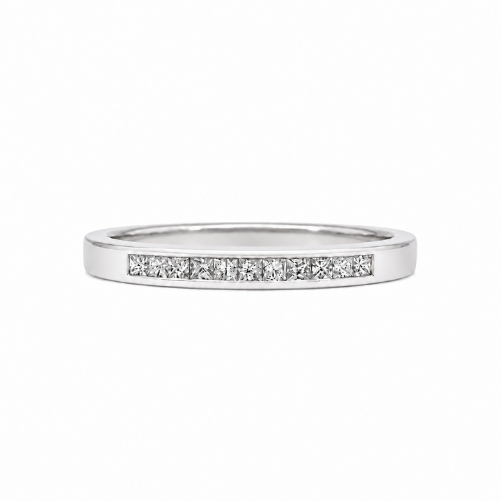 Princess Cut Diamond Channel Band 0.25CT 14K White Gold