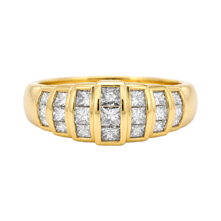 Princess Cut Diamond Cluster Band 14K Yellow Gold 1.09CTW