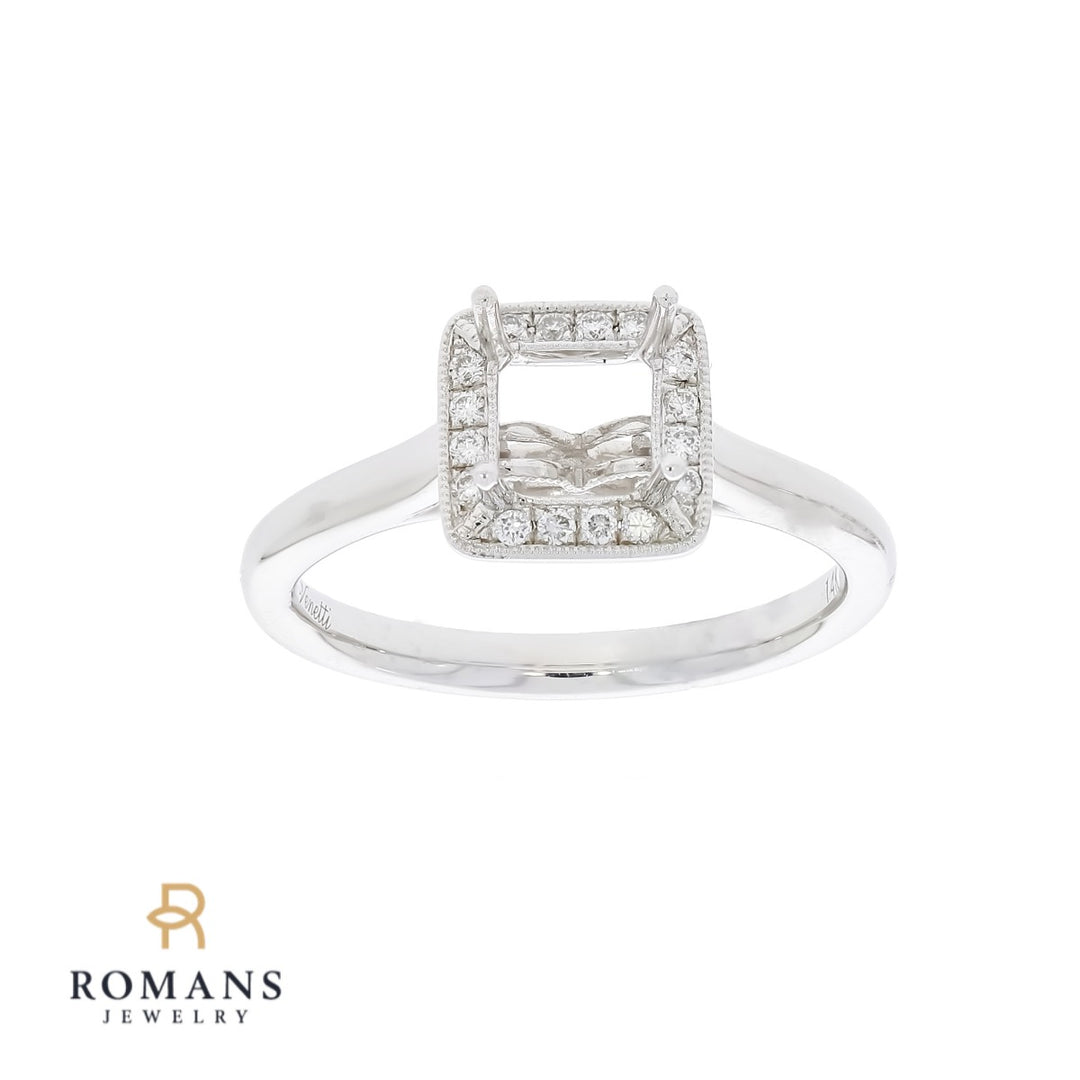 Princess Cut Diamond Ring Setting 14K White Gold