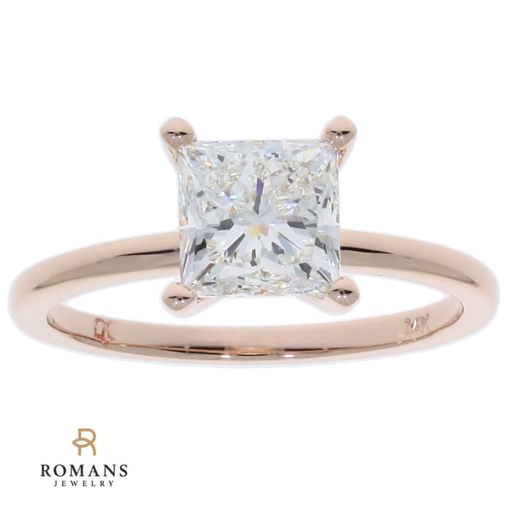 Princess Cut Diamond Solitaire 14K Rose Gold 1.61 CT