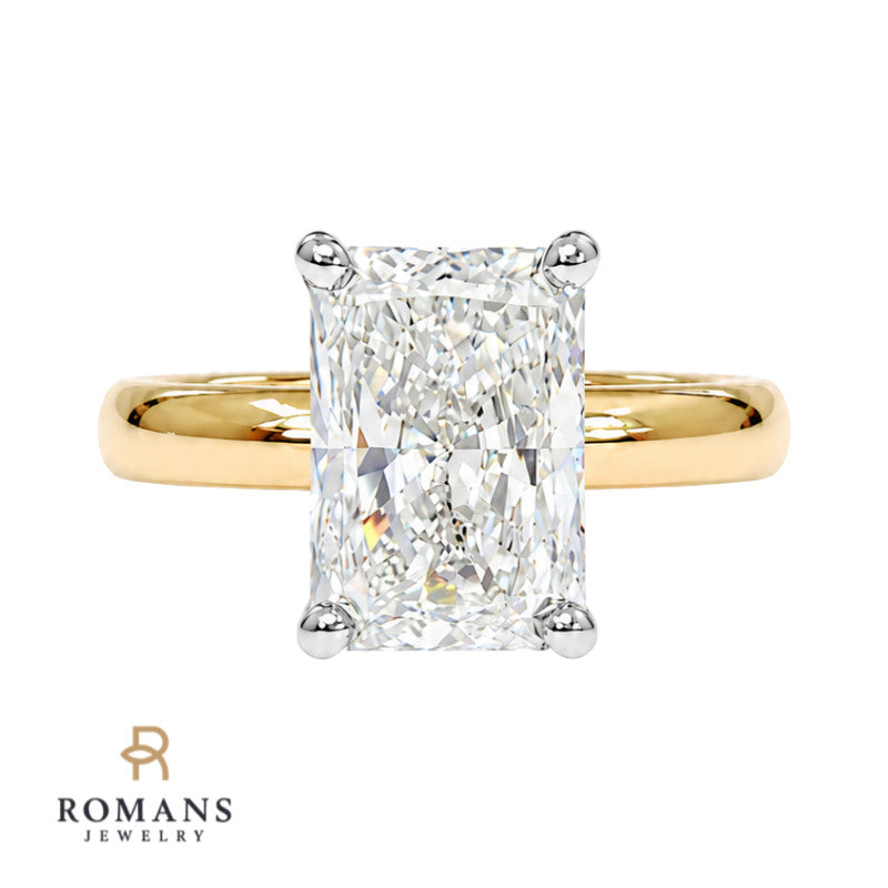 Radiant Lab Grown Diamond Hidden Halo Ring 2.01CT 14K Two Tone
