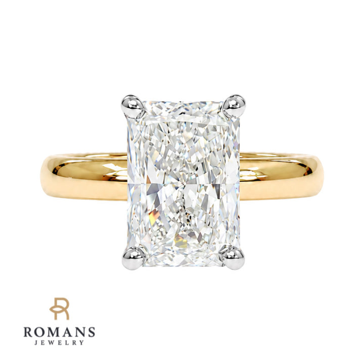 Radiant Lab Grown Diamond Hidden Halo Ring 2.01CT 14K Two Tone
