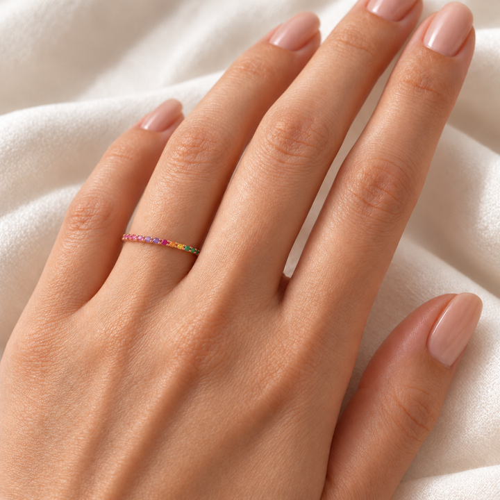 Rainbow Sapphire Band 0.40CTW 14K Rose Gold