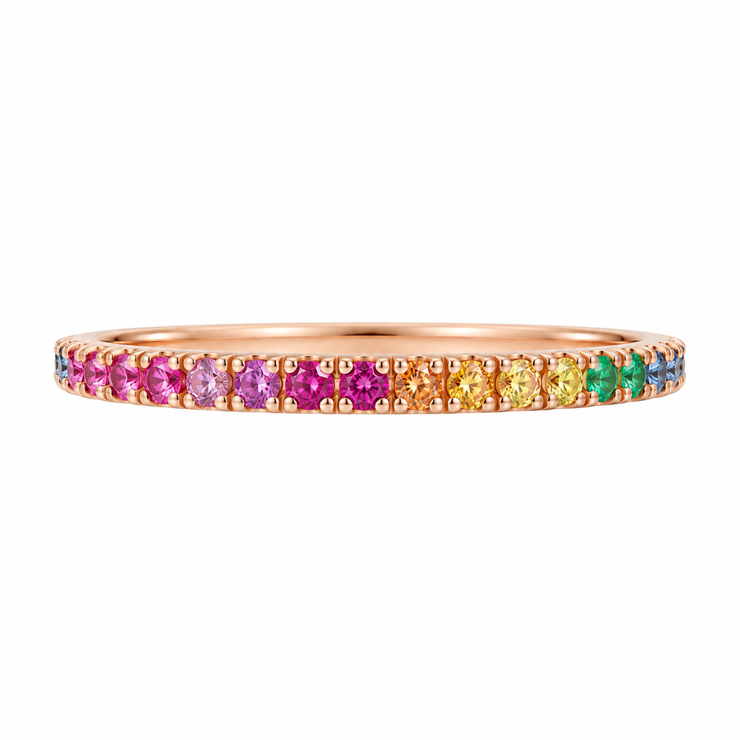 Rainbow Sapphire Band 0.40CTW 14K Rose Gold