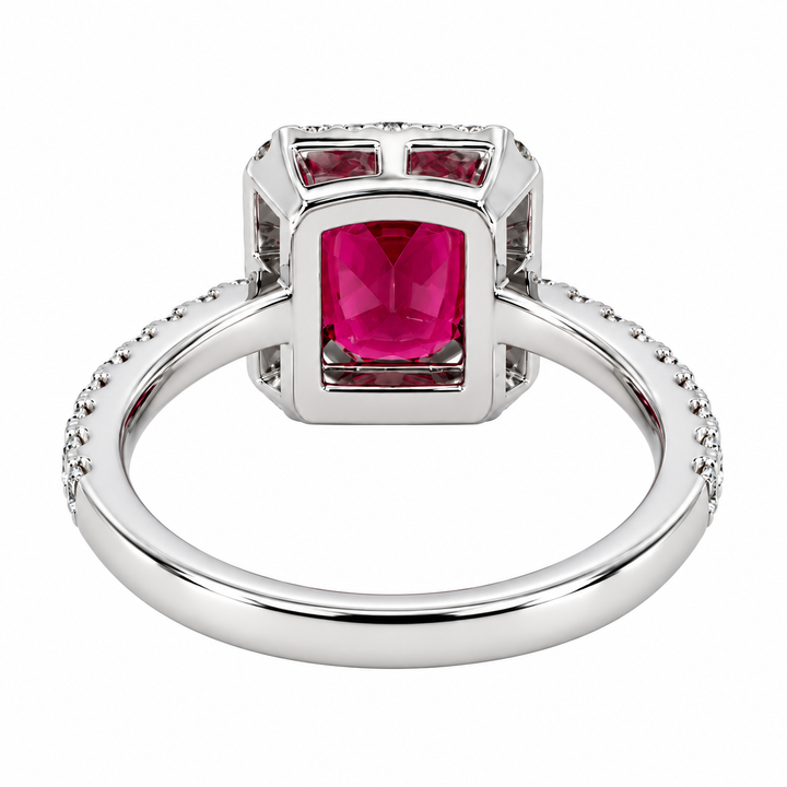 Rhodolite Garnet Diamond Halo Ring 2.54CT 14K White Gold