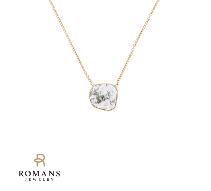Raw Salt Pepper Diamond Necklace 14K Yellow Gold .67CT