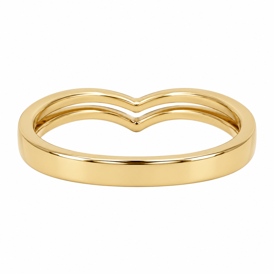 Double-Row Chevron Diamond Wedding Band 14K Yellow Gold 0.14CTW