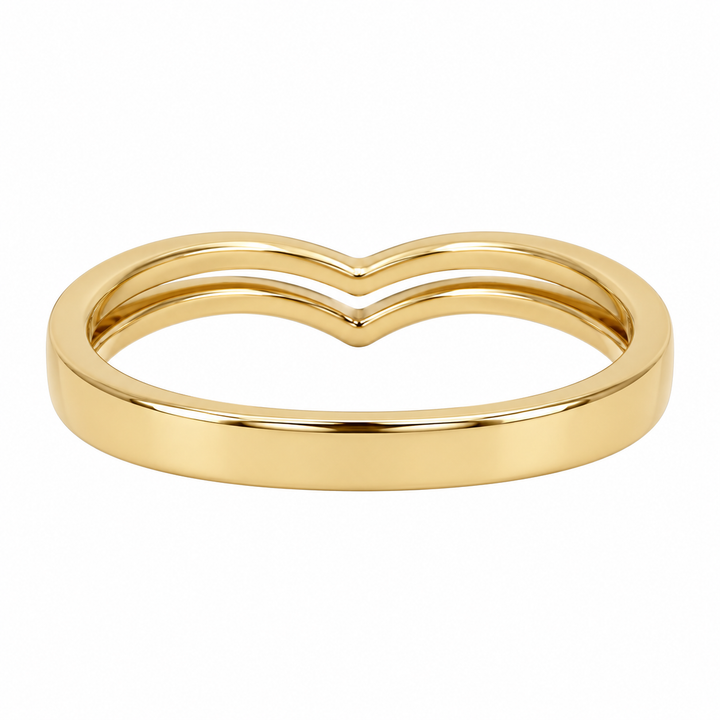 Double-Row Chevron Diamond Wedding Band 14K Yellow Gold 0.14CTW