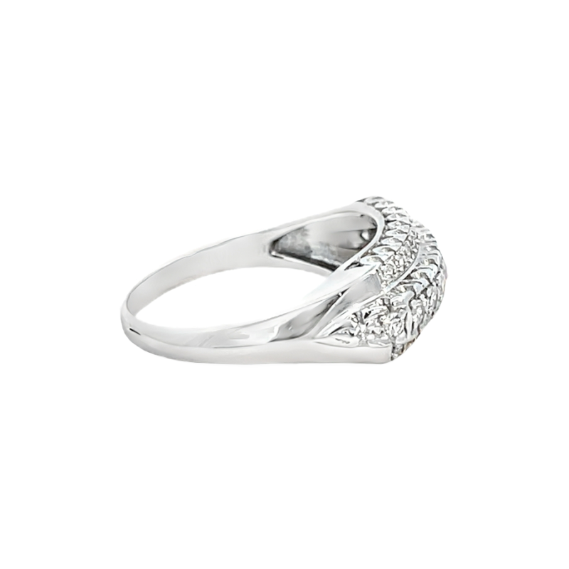 Vintage Diamond Cluster Band 14K White Gold .27CTW